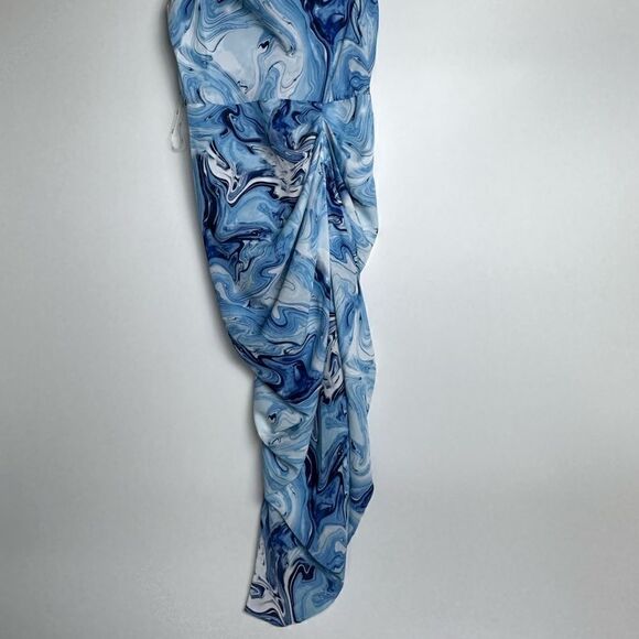 Blue marble cowl neck midi Dress - Picture 10 of 10